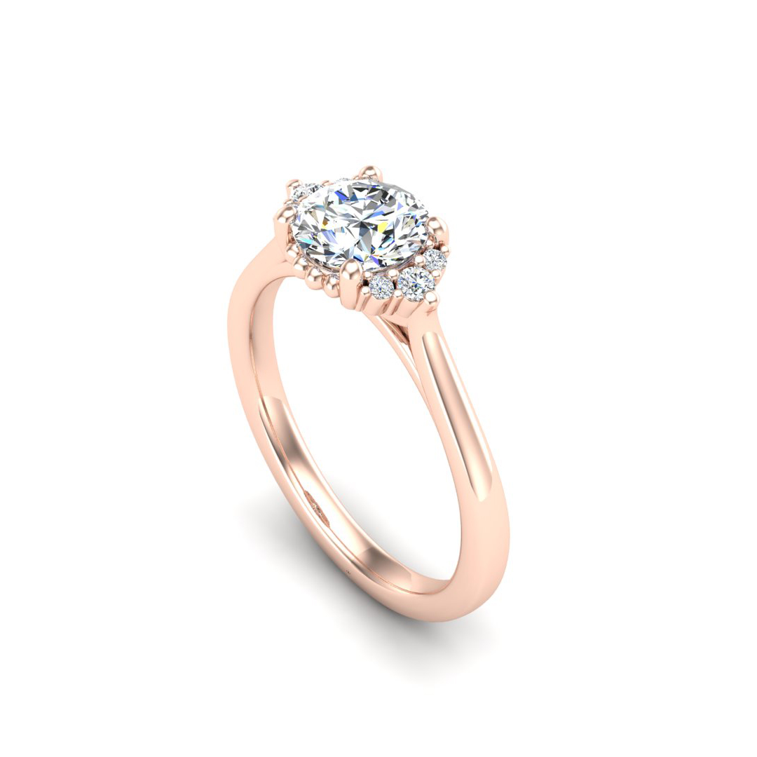 Ruby Half halo bubble Engagement Ring